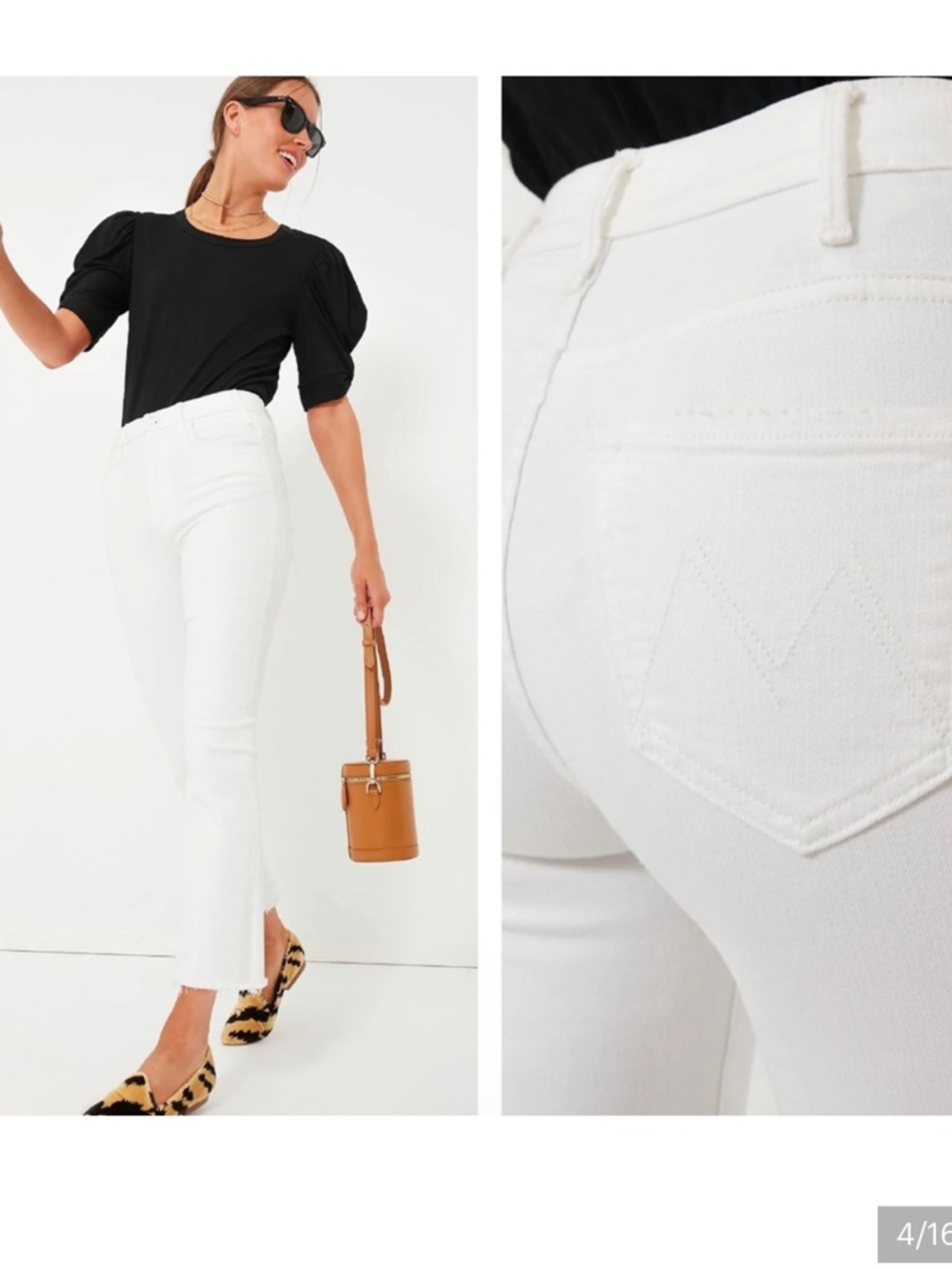 MOTHER The Hustler Ankle Fray 28 Boot Crop White High Rise Fairest Of Them All